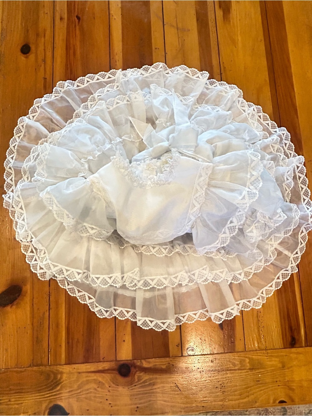 Sz7 Vintage White Ruffled Lace Party Dress - Picture 14 of 14